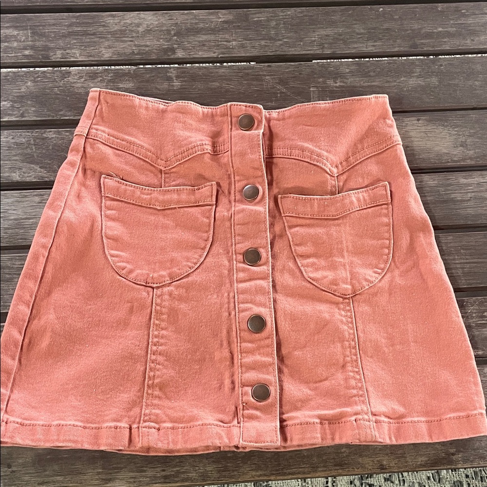 Forever 21 Coral Button-Front Mini Skirt